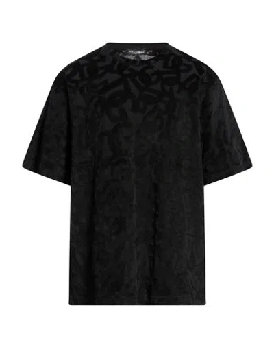 Dolce & Gabbana Man T-shirt Black Size 50 Viscose, Cotton