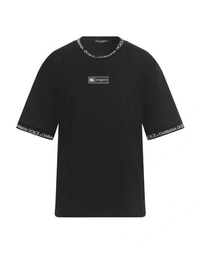 Dolce & Gabbana Man T-shirt Black Size S Cotton, Elastane In Gray