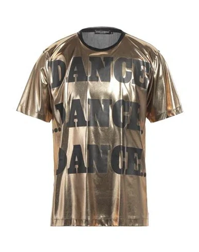 Dolce & Gabbana Man T-shirt Bronze Size 40 Polyester
