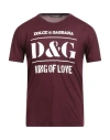 Dolce & Gabbana Man T-shirt Burgundy Size 36 Cotton In Brown