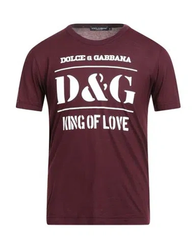 Dolce & Gabbana Man T-shirt Burgundy Size 36 Cotton In Brown