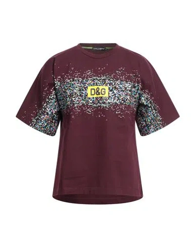 Dolce & Gabbana Man T-shirt Burgundy Size 44 Cotton In Red