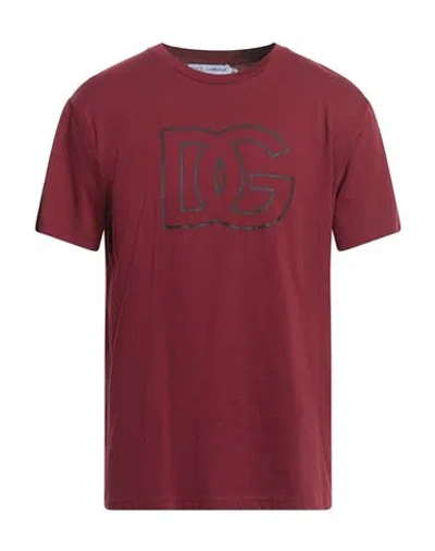 Dolce & Gabbana Man T-shirt Burgundy Size L Cotton In Red