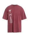 Dolce & Gabbana Maroon Print Round Neck Short Sleeve T-shirt In Red