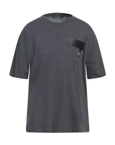 Dolce & Gabbana Man T-shirt Charcoal Size 46 Cotton In Grey