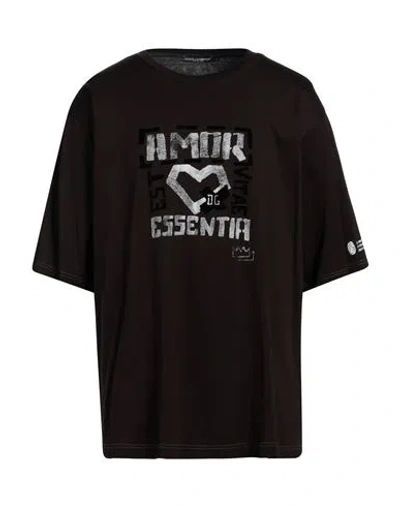 Dolce & Gabbana Man T-shirt Chocolate Brown Size L Cotton