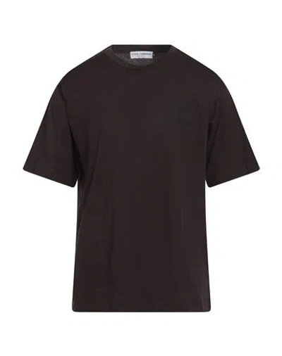 Dolce & Gabbana Man T-shirt Dark Brown Size 42 Cotton