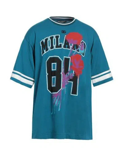 Dolce & Gabbana Man T-shirt Deep Teal Size M Cotton, Elastane In Green