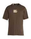 Dolce & Gabbana Man T-shirt Khaki Size 36 Cotton In Beige