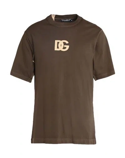 Dolce & Gabbana Man T-shirt Khaki Size 36 Cotton In Beige