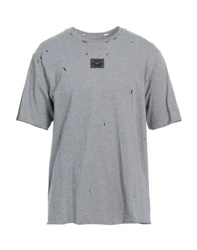 Dolce & Gabbana Man T-shirt Lead Size 44 Cotton, Abs - Acrylonitrile Butadiene Styrene, Polyester, B In Gray
