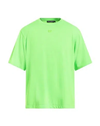 Dolce & Gabbana Man T-shirt Light Green Size 48 Polyester, Brass