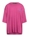 Dolce & Gabbana Man T-shirt Magenta Size 50 Cotton, Polyurethane