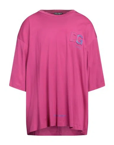 Dolce & Gabbana Man T-shirt Magenta Size 50 Cotton, Polyurethane