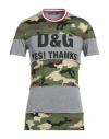 Dolce & Gabbana Man T-shirt Military Green Size 32 Cotton, Elastane In Green