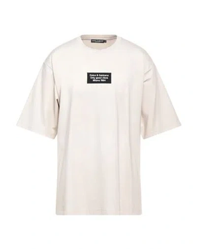 Dolce & Gabbana Man T-shirt Off White Size S Cotton, Polyamide, Elastane In Neutral