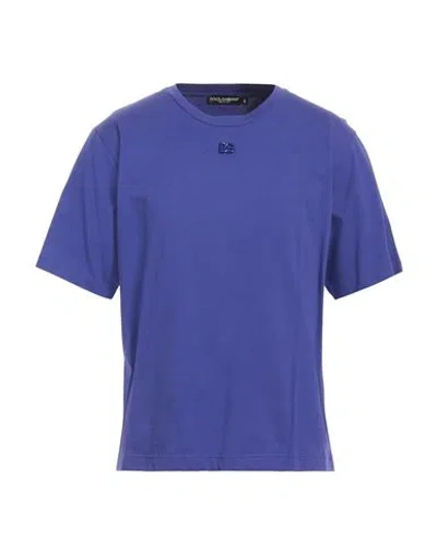 Dolce & Gabbana Man T-shirt Purple Size 44 Cotton, Brass