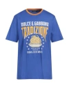Dolce & Gabbana Blue Graphic Print Cotton Crew Neck T-shirt In Purple