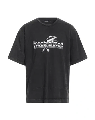 Dolce & Gabbana Man T-shirt Charcoal Size 38 Cotton In Grey