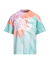 Dolce & Gabbana Man T-shirt Turquoise Size 42 Cotton, Polyester, Elastane In Blue