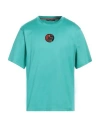 Dolce & Gabbana Green Logo Patch Round Neck Cotton  T-shirt In Blue