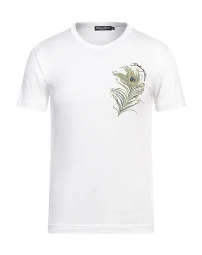 Dolce & Gabbana Man T-shirt White Size 34 Cotton, Viscose, Polyester