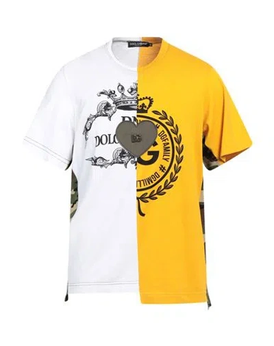 Dolce & Gabbana Man T-shirt White Size 34 Cotton, Polyester, Brass, Elastane
