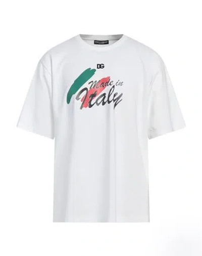Dolce & Gabbana Man T-shirt White Size 44 Cotton, Polyamide, Elastane