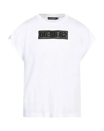 Dolce & Gabbana Man T-shirt White Size 48 Cotton, Polyester, Viscose