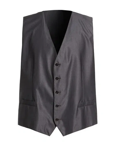 Dolce & Gabbana Man Tailored Vest Charcoal Size 46 Virgin Wool, Silk In Gray