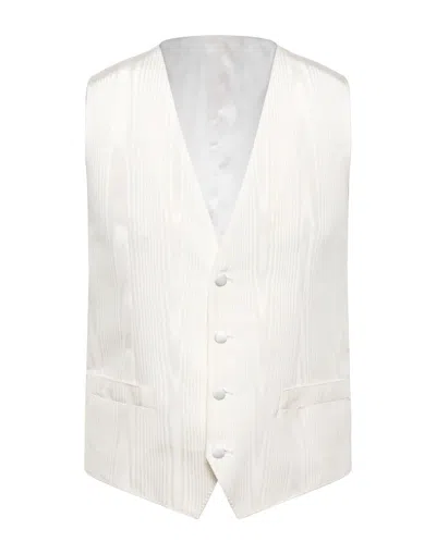 Dolce & Gabbana Man Tailored Vest Ivory Size 36 Silk In White