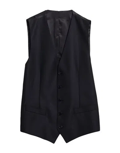 Dolce & Gabbana Man Tailored Vest Midnight Blue Size 34 Virgin Wool, Silk
