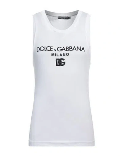 Dolce & Gabbana Man Tank Top White Size 32 Cotton, Viscose, Polyester, Pvc - Polyvinyl Chloride