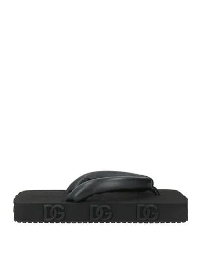 Dolce & Gabbana Man Thong Sandal Black Size 9 Lambskin