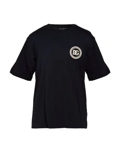 Dolce & Gabbana Man T-shirt Midnight Blue Size 36 Cotton In Black