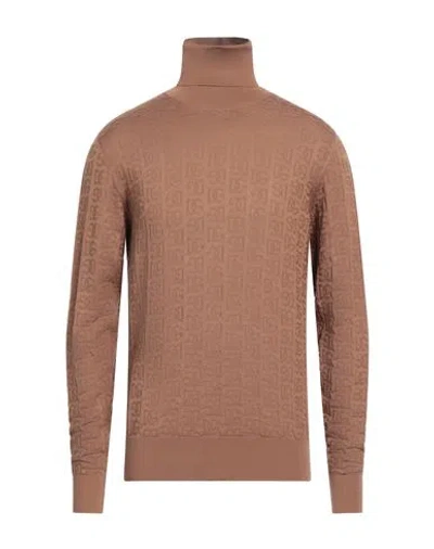 Dolce & Gabbana Man Turtleneck Camel Size 44 Silk In Beige