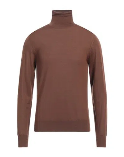 Dolce & Gabbana Man Turtleneck Cocoa Size 36 Cashmere In Brown