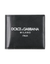 Dolce & Gabbana Black Wallet With Contrsting Print In Smooth Leather Man In Black