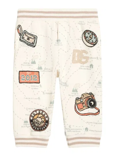Dolce & Gabbana Babies' Map-print Appliqué Leggings In Neutral