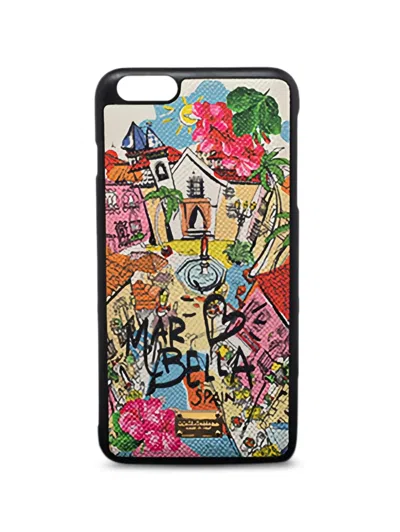 Pre-owned Dolce & Gabbana Marbella Leather Phone Case In Pink