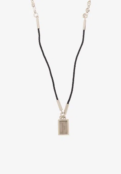Dolce & Gabbana Marina Cord And Chain Necklace In Blue