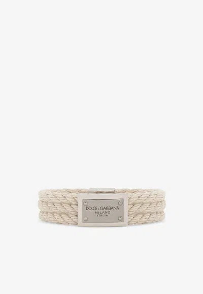 Dolce & Gabbana Marina Rope Bracelet In Beige