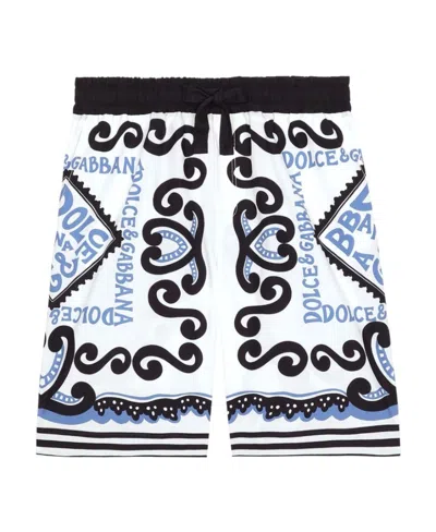 Dolce & Gabbana Marina-print Drawstring Shorts In White
