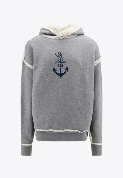 Dolce & Gabbana Marina Print Hooded Sweatshirt In Gray