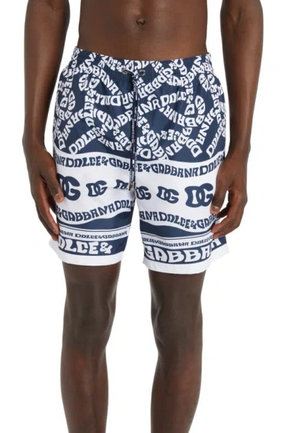 DOLCE & GABBANA MARINA PRINT SWIM TRUNKS