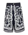 Dolce & Gabbana Bermuda Shorts In Multicolor Fabric In Black