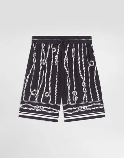 Dolce & Gabbana Kids' Bermuda En Viscose À Imprimé Marin In Multicolor