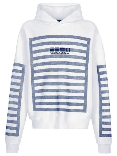 Dolce & Gabbana Marine Print Hoodie Sweatshirt For Men In Blue