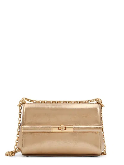 Dolce & Gabbana Marlene Crackled Leather Shoulder Bag In Gold