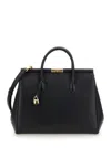 Dolce & Gabbana 'marlene' Black Handbag With Padlock Detail And Logo Embossed On The Back In Leather Woman